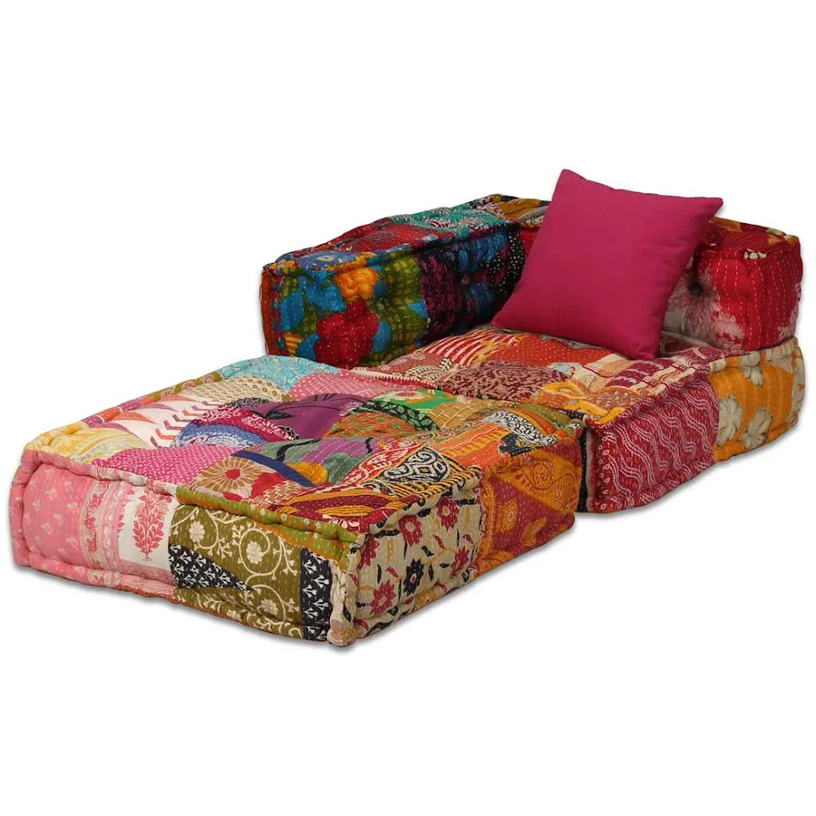 Pouf modulaire à 4 places Patchwork Tissu - 16