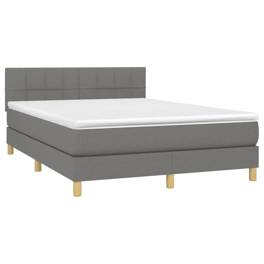 Sommier à lattes de lit et matelas et LED Gris foncé 140x200 cm - 3