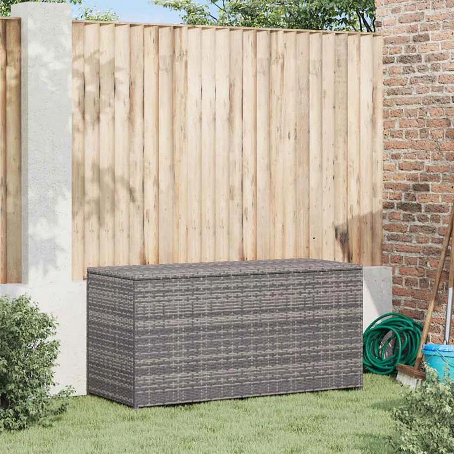 Boîte de rangement de jardin gris 120x50x60 cm résine tressée - 3