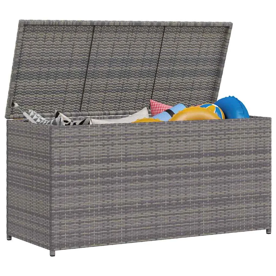 Boîte de rangement de jardin gris 120x50x60 cm résine tressée - 4