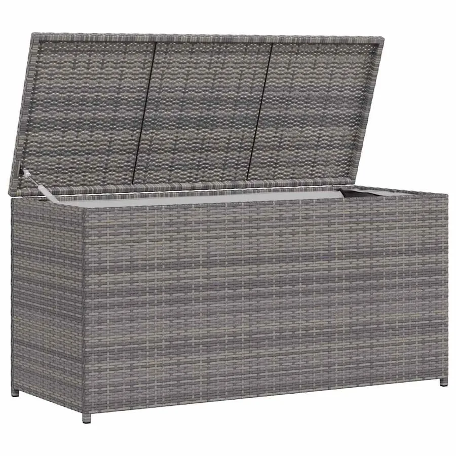 Boîte de rangement de jardin gris 120x50x60 cm résine tressée - 5