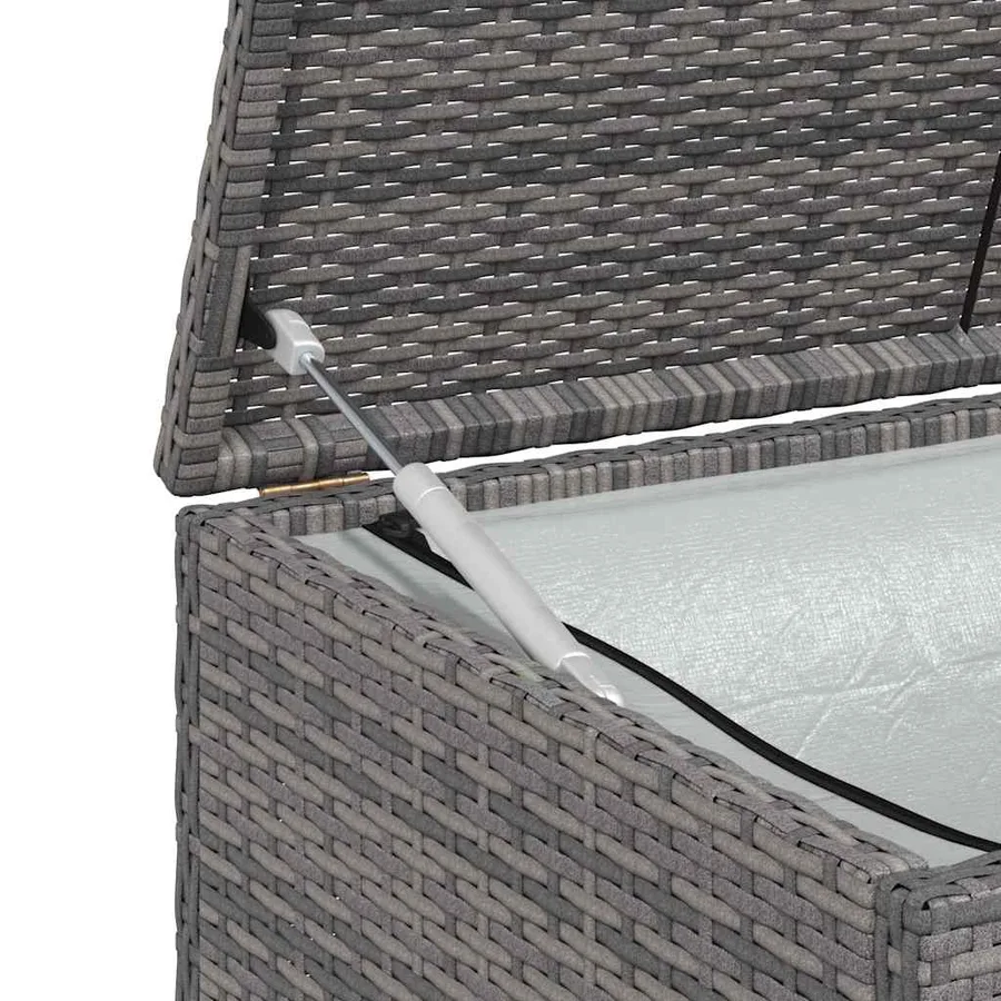 Boîte de rangement de jardin gris 120x50x60 cm résine tressée - 9