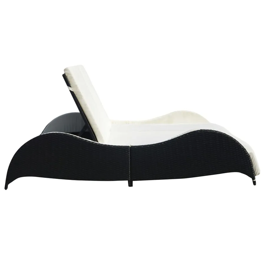 Chaise longue double avec coussin Résine tressée Noir - 3