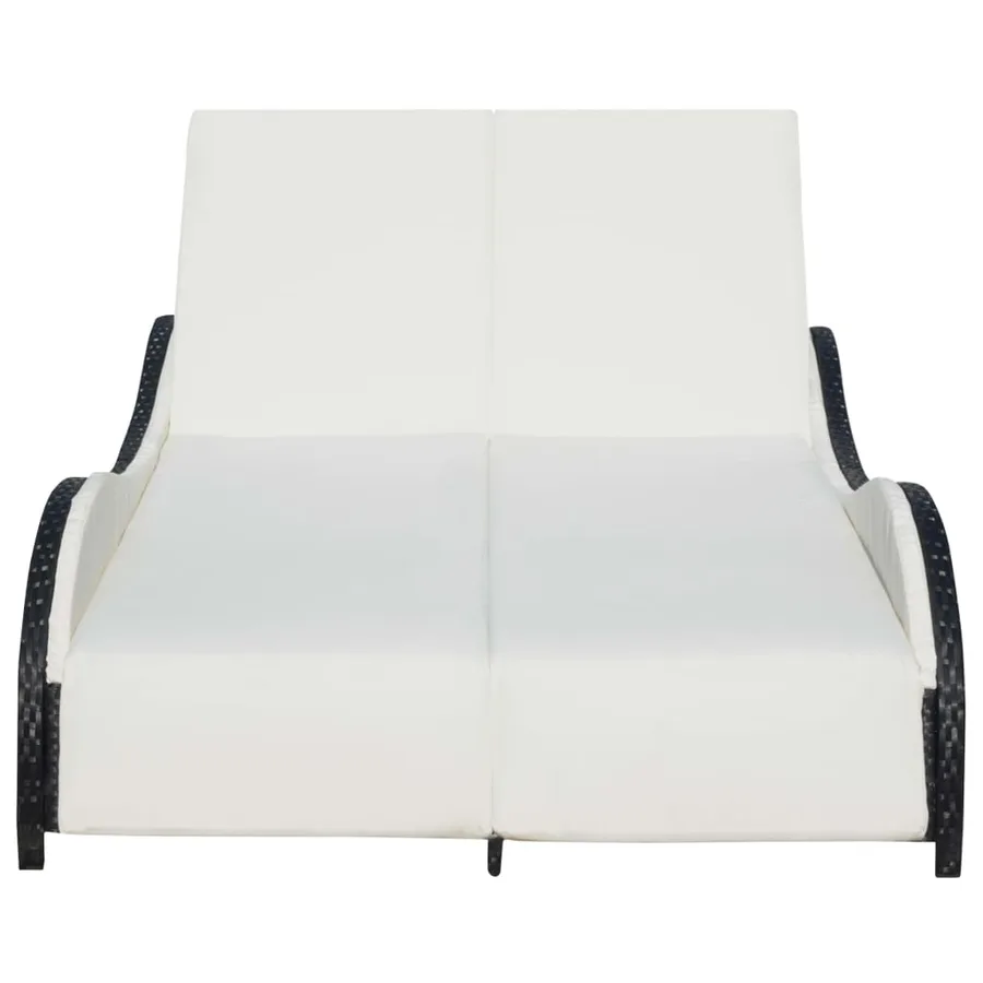 Chaise longue double avec coussin Résine tressée Noir - 4