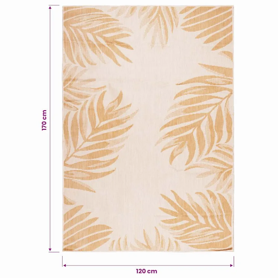 Tapis à tissage plat d'extérieur 120x170 cm Motif de feuille - 6