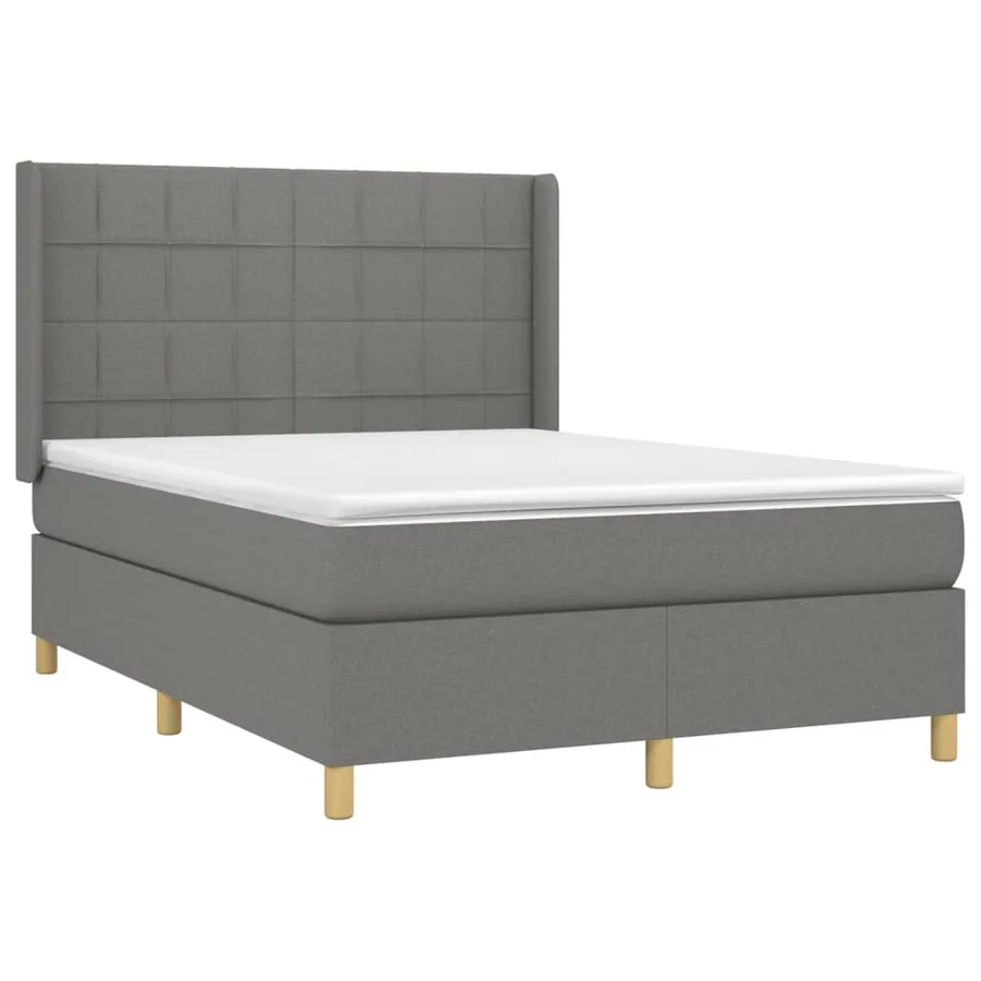 Sommier à lattes de lit matelas LED Gris foncé 140x190 cm Tissu - 4