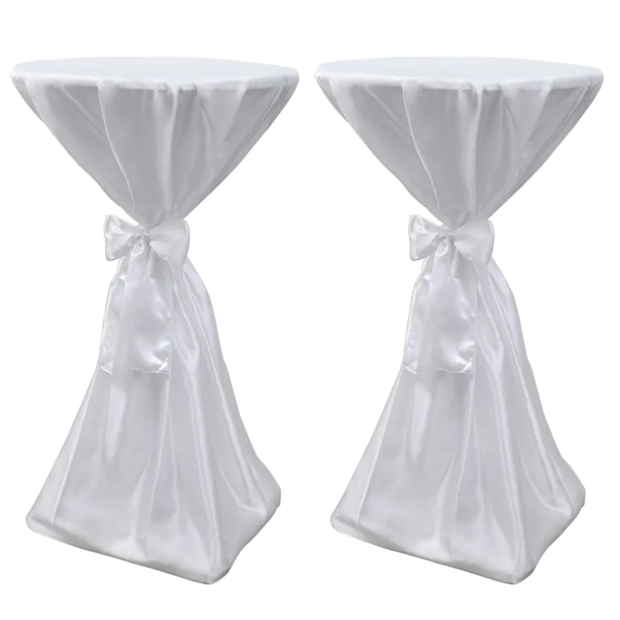 Housse de table blanche avec ruban 80 cm 2 pièces