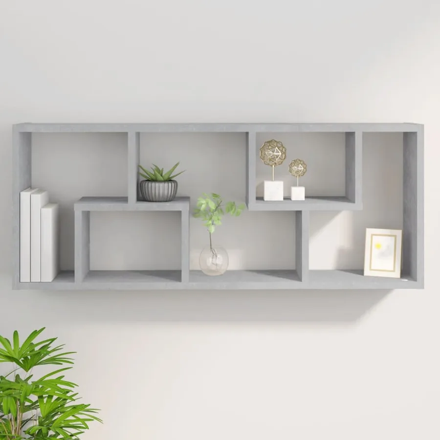 Étagère murale Gris béton 36x16x90 cm Bois d'ingénierie - 8