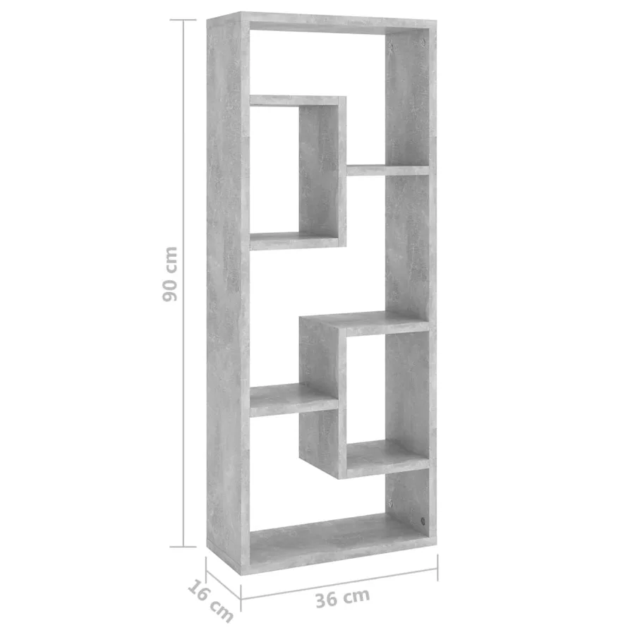 Étagère murale Gris béton 36x16x90 cm Bois d'ingénierie - 9