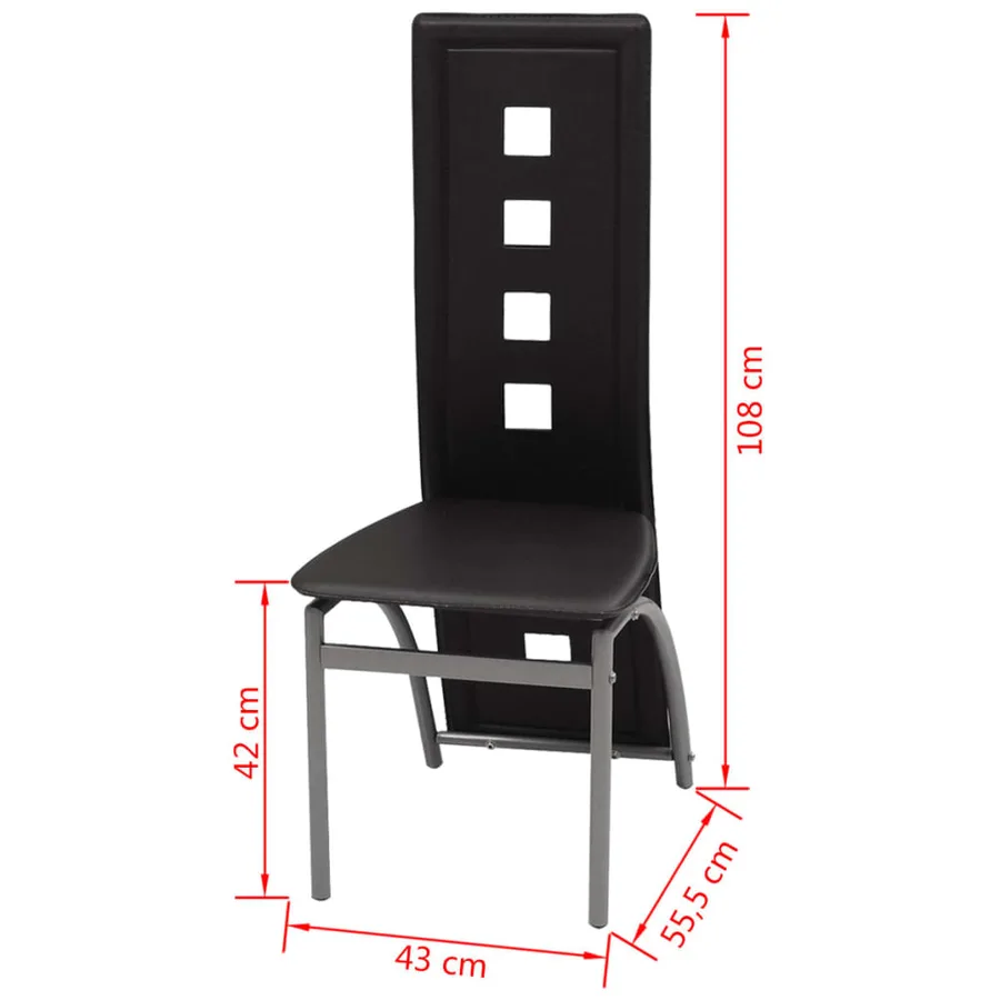 Chaises à manger lot de 6 noir similicuir - 5