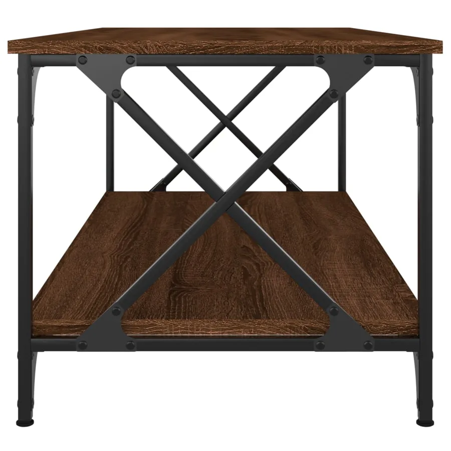 Table basse Chêne marron 100x50x45 cm Bois d'ingénierie et fer - 5