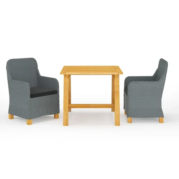 Ensemble à manger de jardin 3 pcs Gris clair