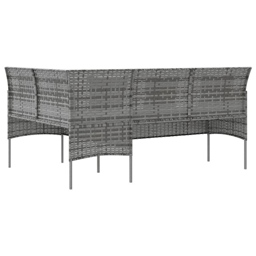 Canapé d'extérieur en L avec coussins Résine tressée Gris - 5