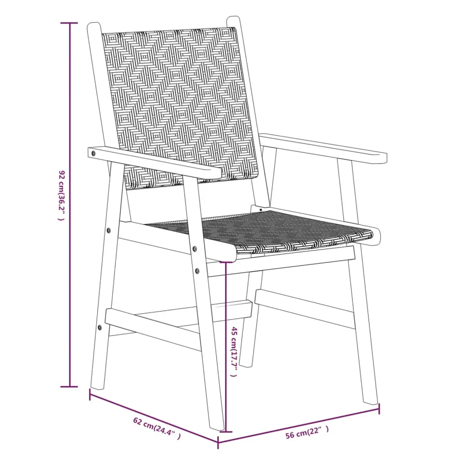 Ensemble à manger de jardin 5 pcs Bois d'acacia solide - 8