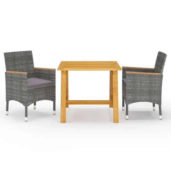 Ensemble à manger de jardin 3 pcs Gris