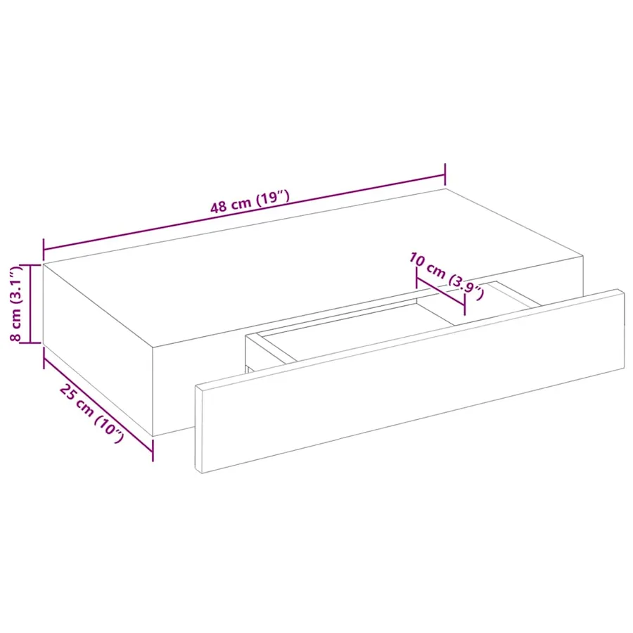 Étagères murales avec tiroirs 2 pcs Blanc 48 cm - 10
