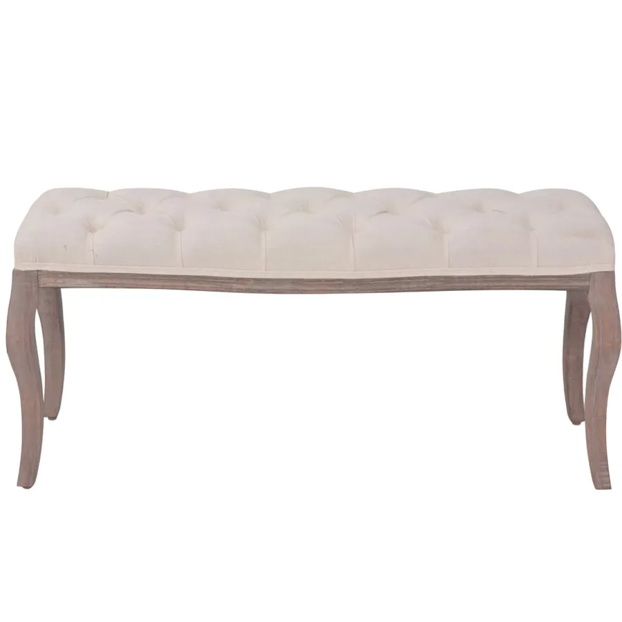 Banc Lin Bois massif 110 x 38 x 48 cm Blanc crème - 2