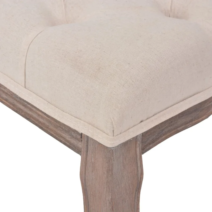 Banc Lin Bois massif 110 x 38 x 48 cm Blanc crème - 4