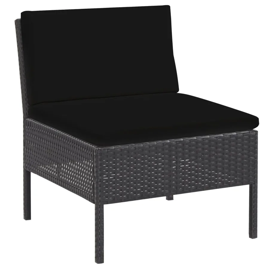 Salon de jardin 6 pcs avec coussins résine tressée noir - 10