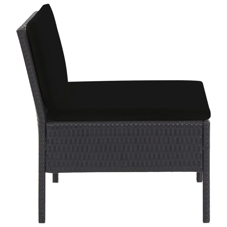 Salon de jardin 6 pcs avec coussins résine tressée noir - 11