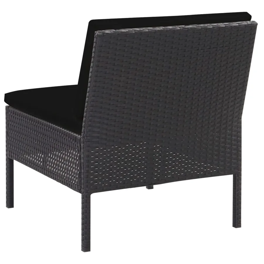 Salon de jardin 6 pcs avec coussins résine tressée noir - 12