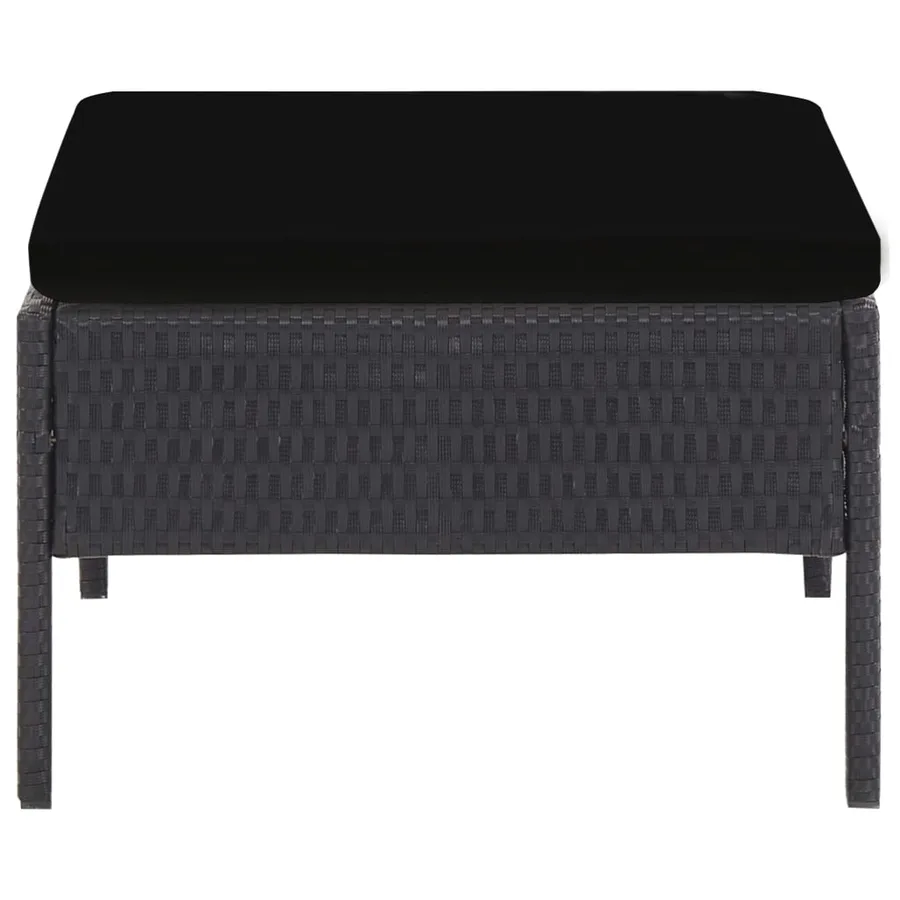 Salon de jardin 6 pcs avec coussins résine tressée noir - 14