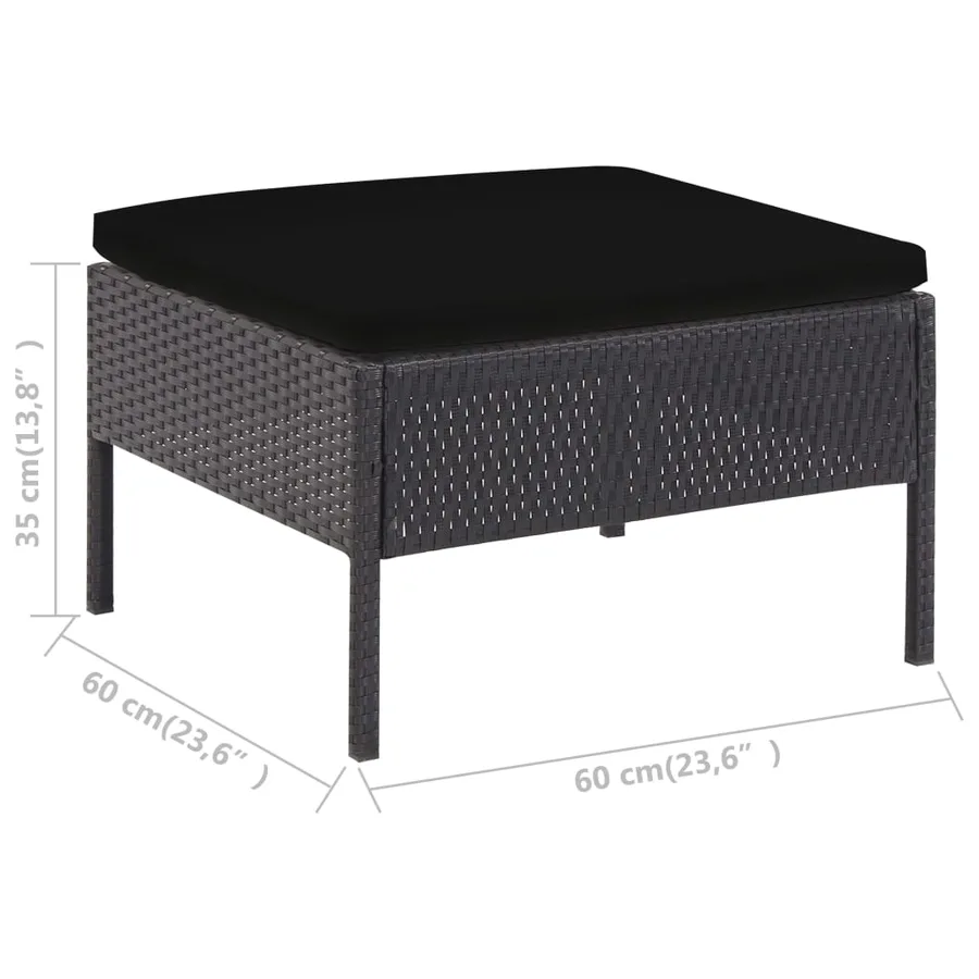 Salon de jardin 6 pcs avec coussins résine tressée noir - 19