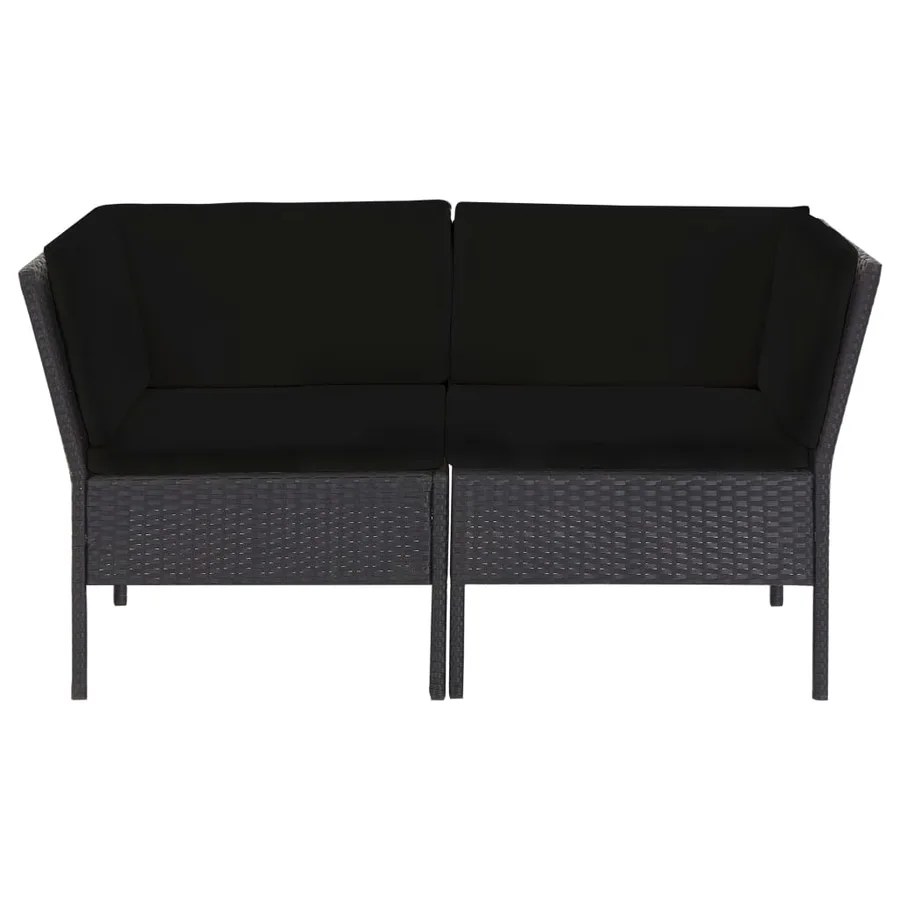 Salon de jardin 6 pcs avec coussins résine tressée noir - 4