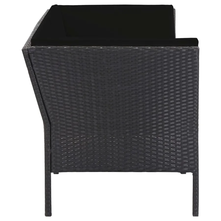 Salon de jardin 6 pcs avec coussins résine tressée noir - 5