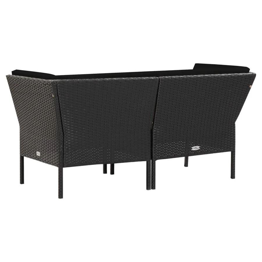 Salon de jardin 6 pcs avec coussins résine tressée noir - 6