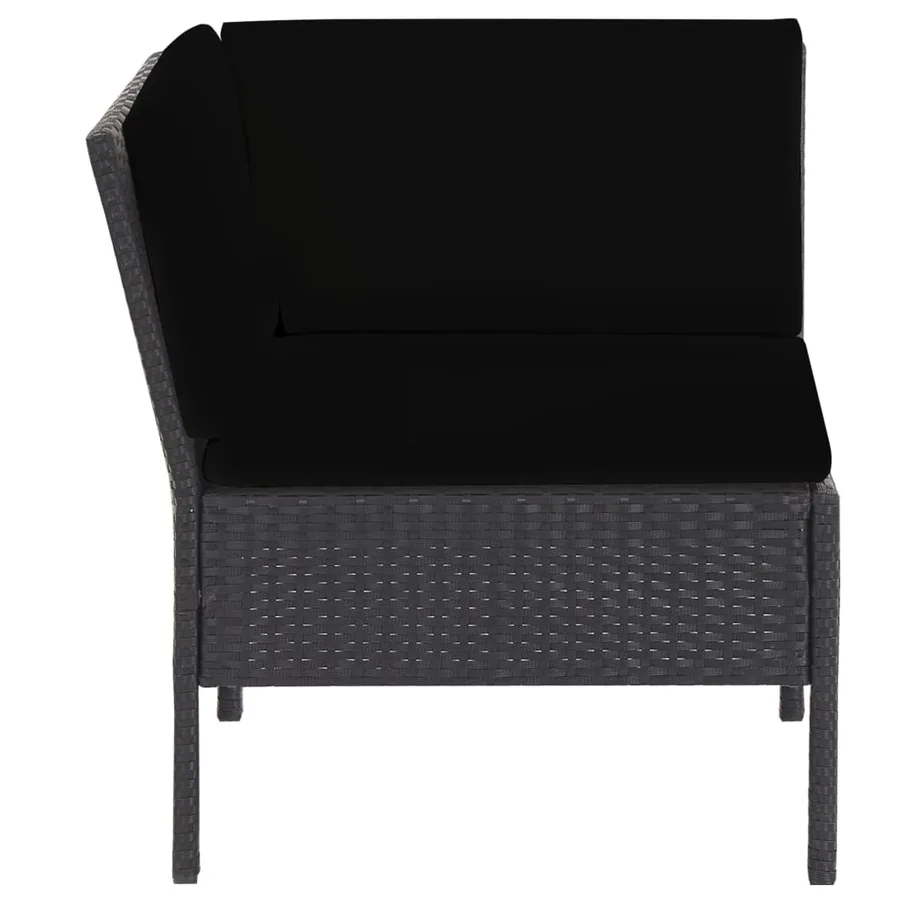 Salon de jardin 6 pcs avec coussins résine tressée noir - 7