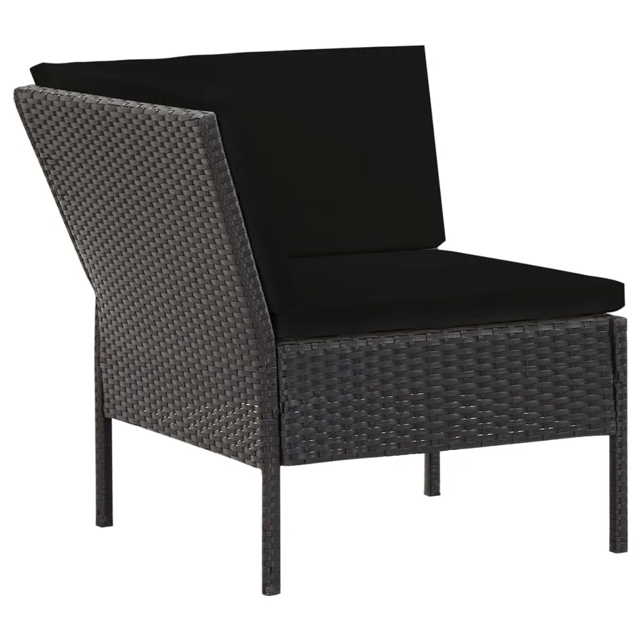 Salon de jardin 6 pcs avec coussins résine tressée noir - 8