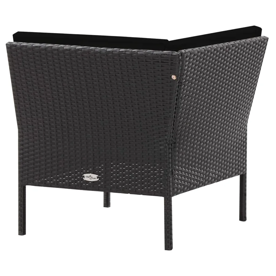 Salon de jardin 6 pcs avec coussins résine tressée noir - 9