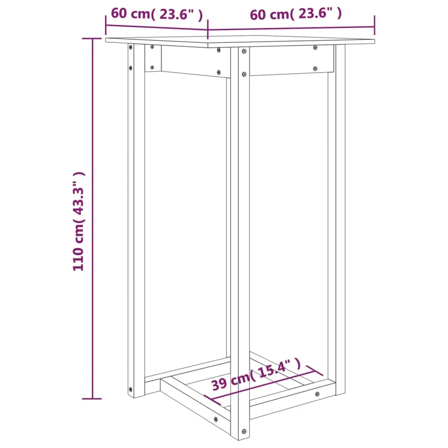 Table de bar 60x60x110 cm Bois massif de pin - 7