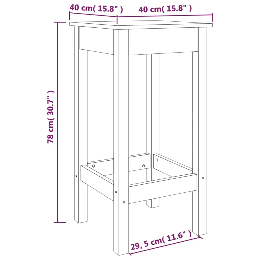 Chaises de bar lot de 2 40x40x78 cm bois de pin solide - 6