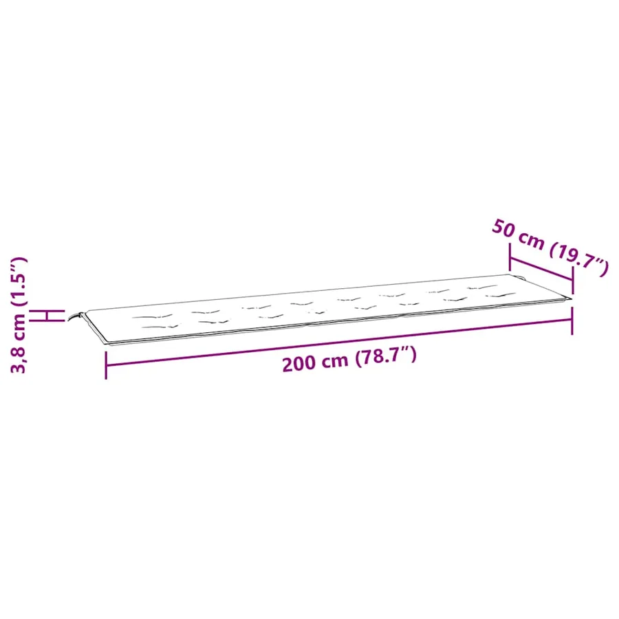 Coussin de banc de jardin anthracite 200x50x3 cm tissu oxford - 7