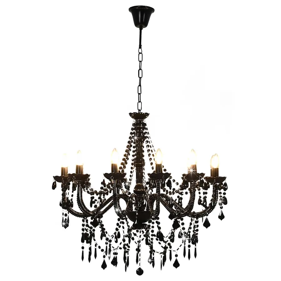 Lustre avec perles Noir 12 ampoules E14 - 4