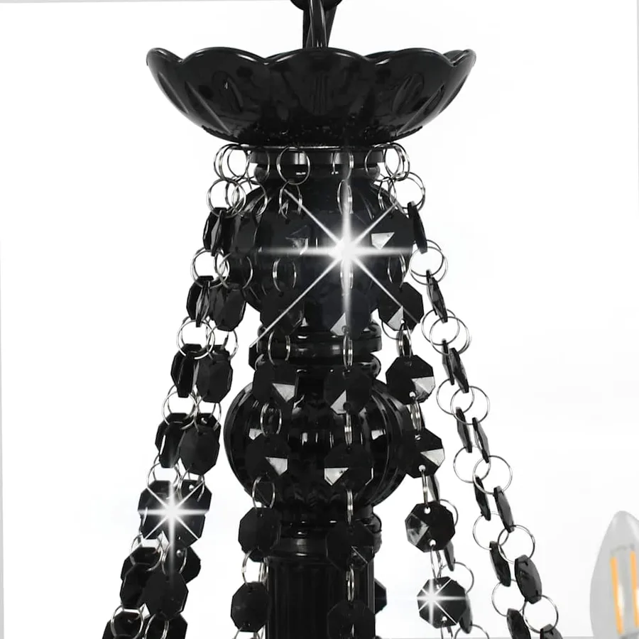 Lustre avec perles Noir 12 ampoules E14 - 5