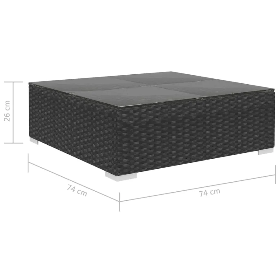 Salon de jardin 8 pcs avec coussins résine tressée noir - 10