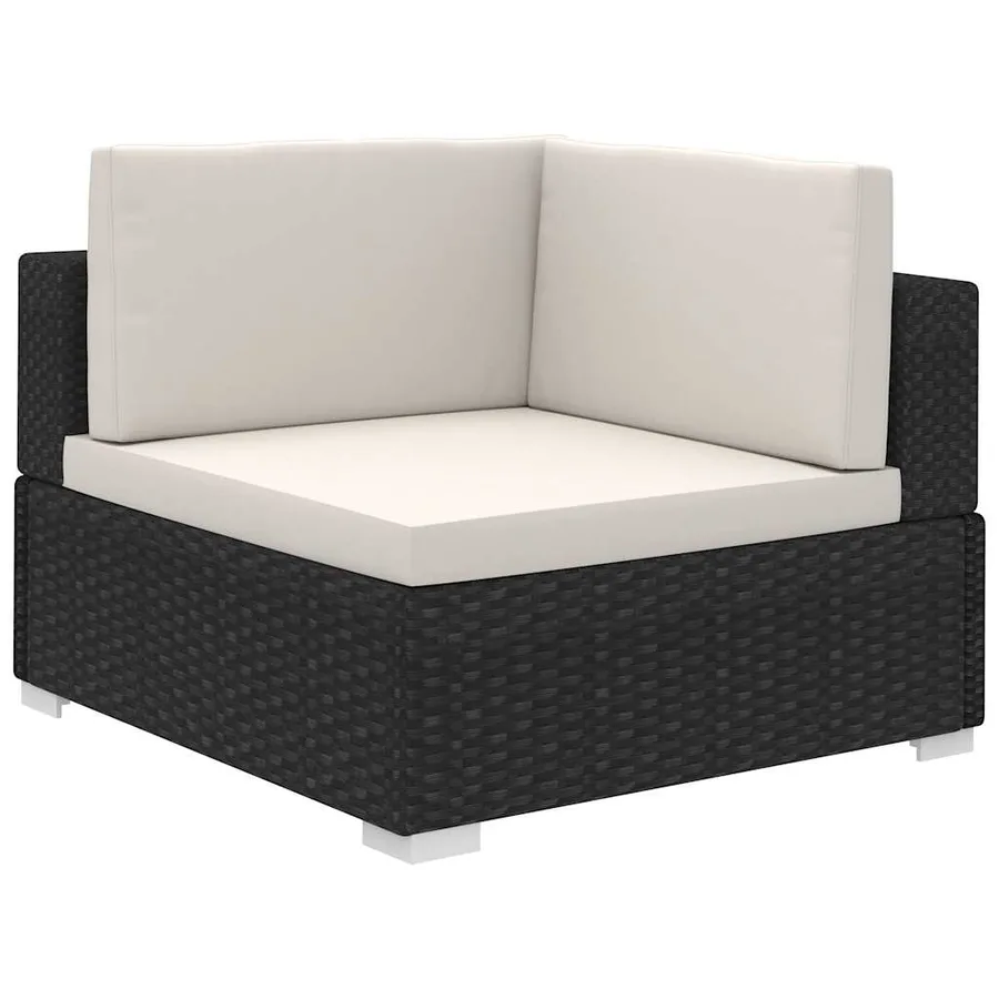 Salon de jardin 8 pcs avec coussins résine tressée noir - 4