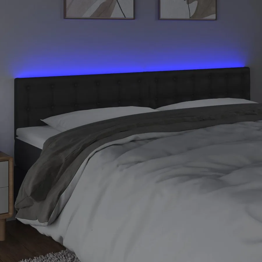 Tête de lit à LED Noir 160x5x78/88 cm Similicuir - 3