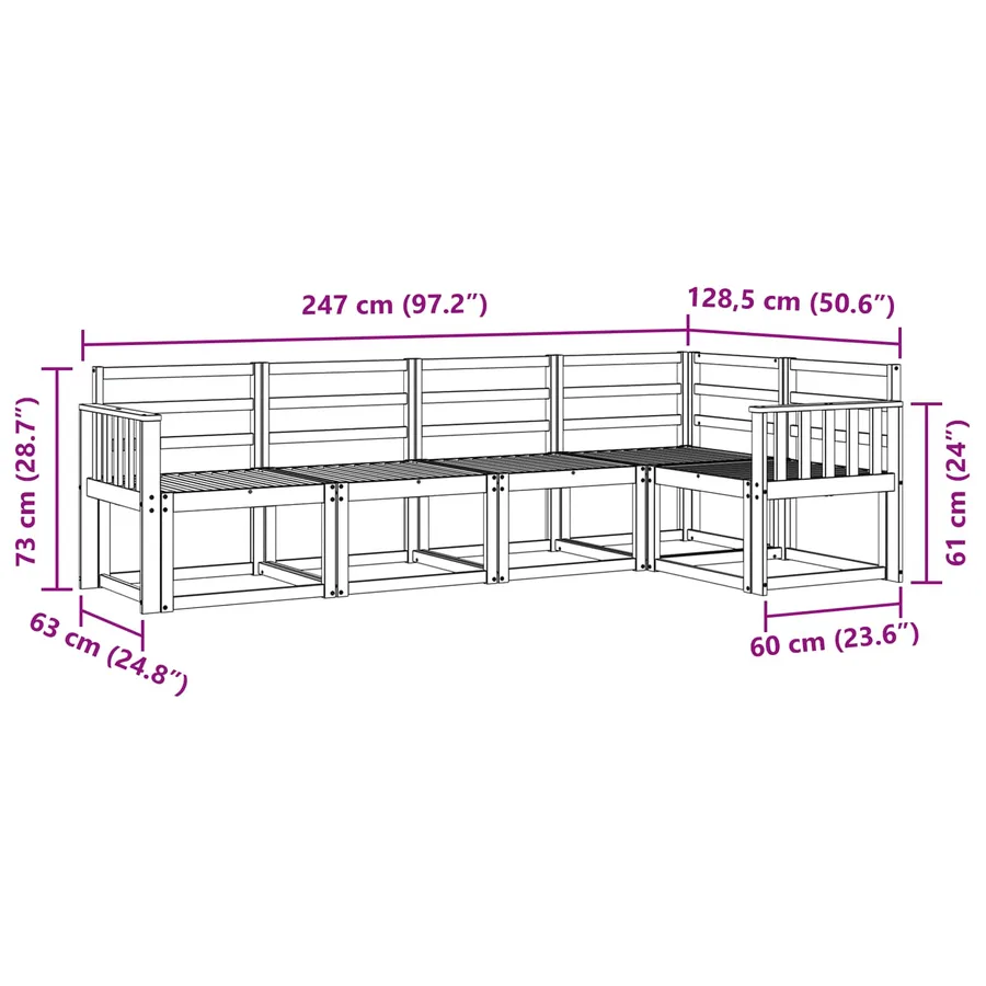 Ensemble de canapés d'extérieur 5 pcs Blanc - 7
