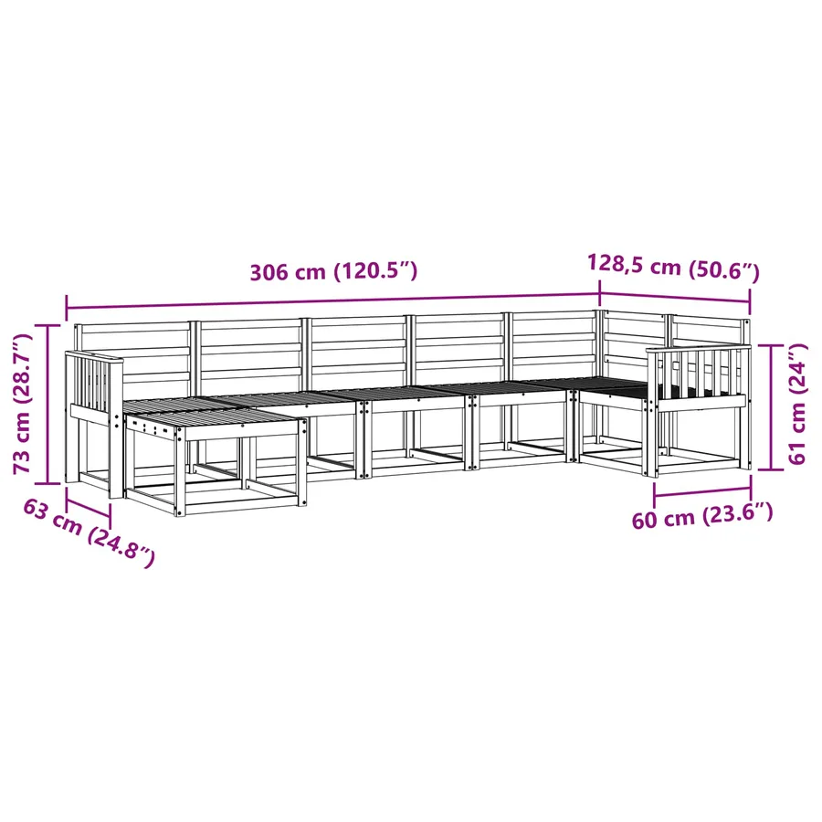 Ensemble de canapés d'extérieur 7 pcs Blanc - 9