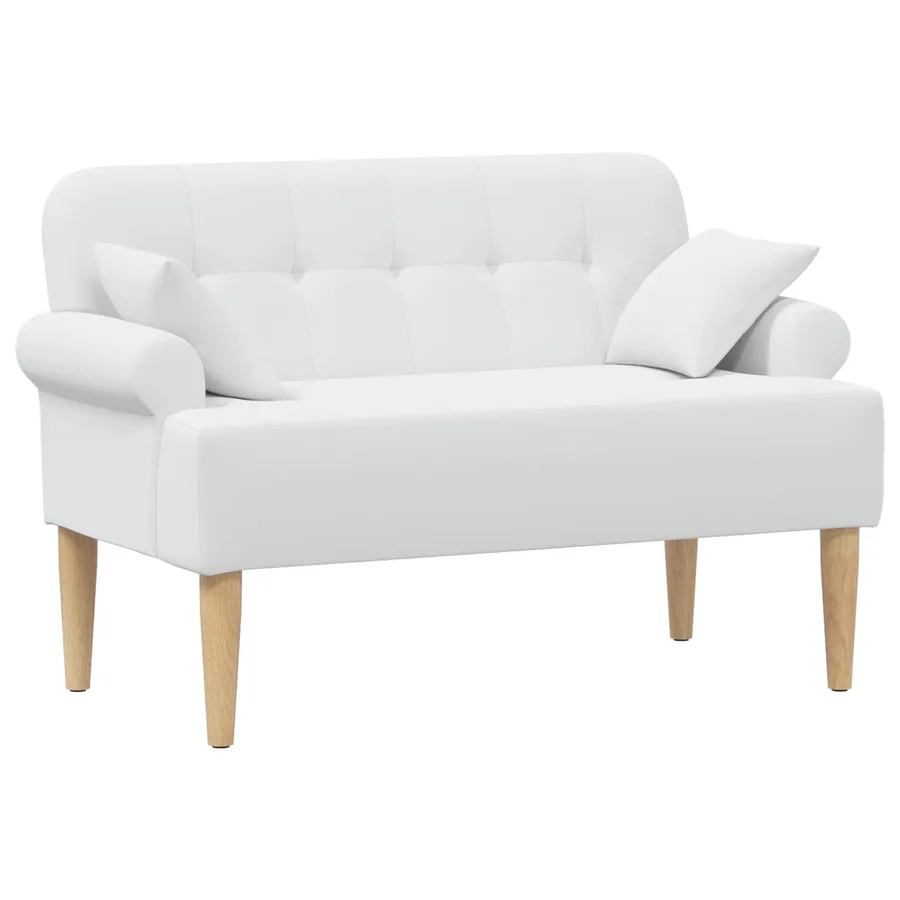 Canapé love seat avec capitonnage en boutons Blanc Tissu - 2
