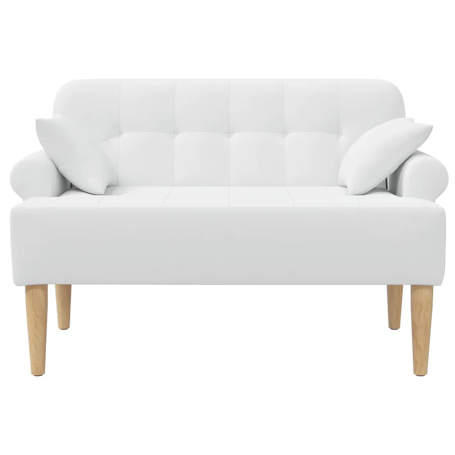 Canapé love seat avec capitonnage en boutons Blanc Tissu - 3