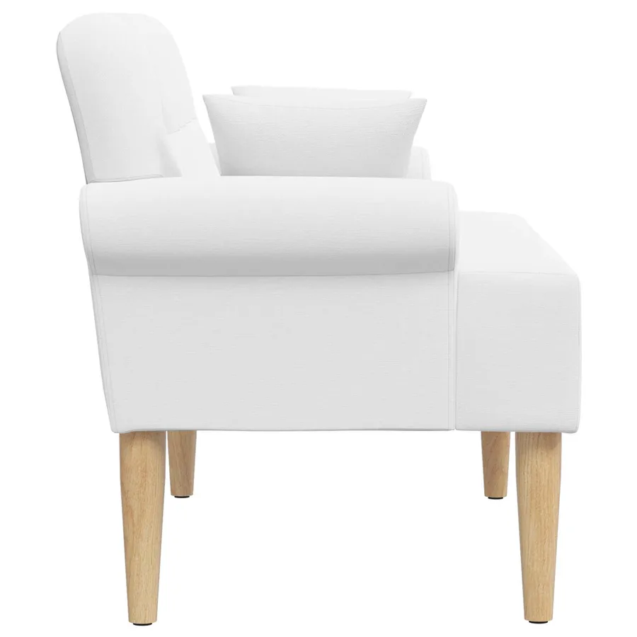 Canapé love seat avec capitonnage en boutons Blanc Tissu - 4
