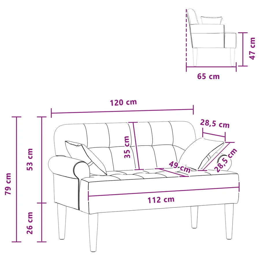 Canapé love seat avec capitonnage en boutons Blanc Tissu - 8