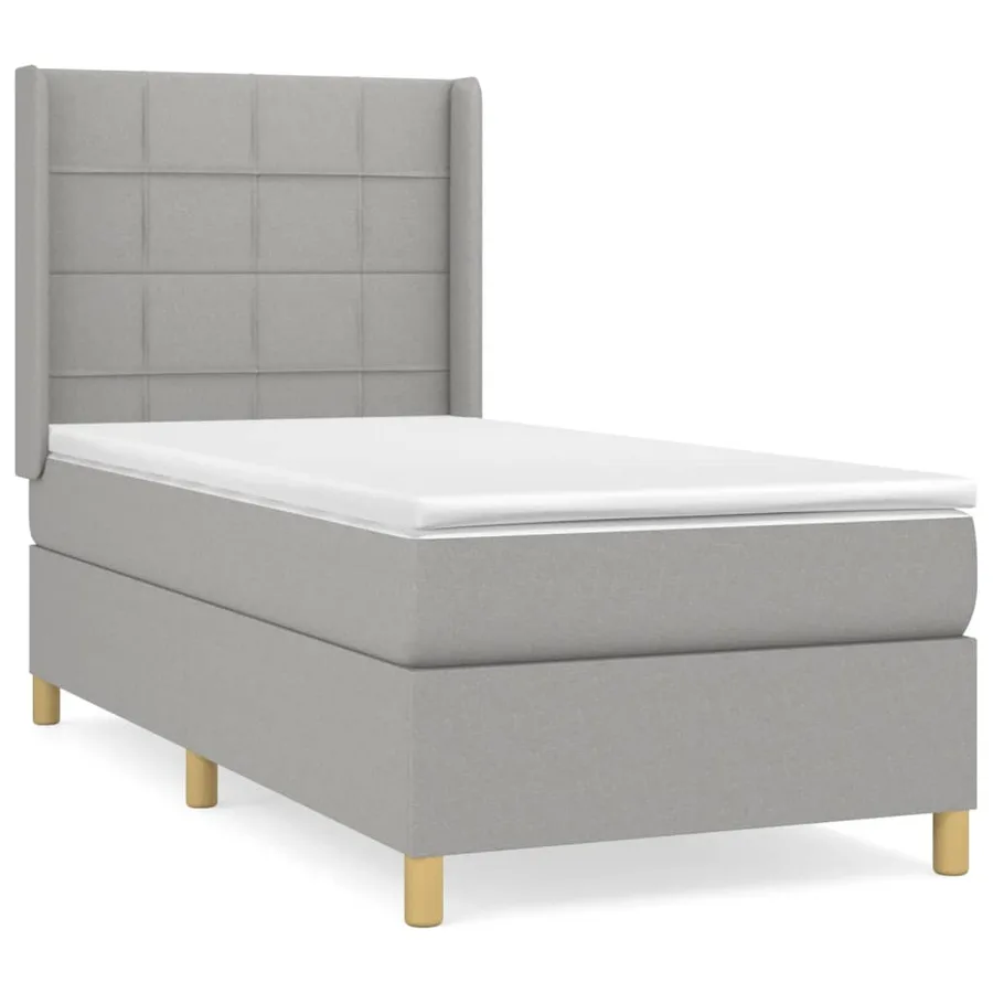 Sommier à lattes de lit avec matelas Gris clair 100x200cm Tissu - 2