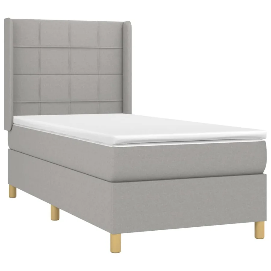Sommier à lattes de lit avec matelas Gris clair 100x200cm Tissu - 3