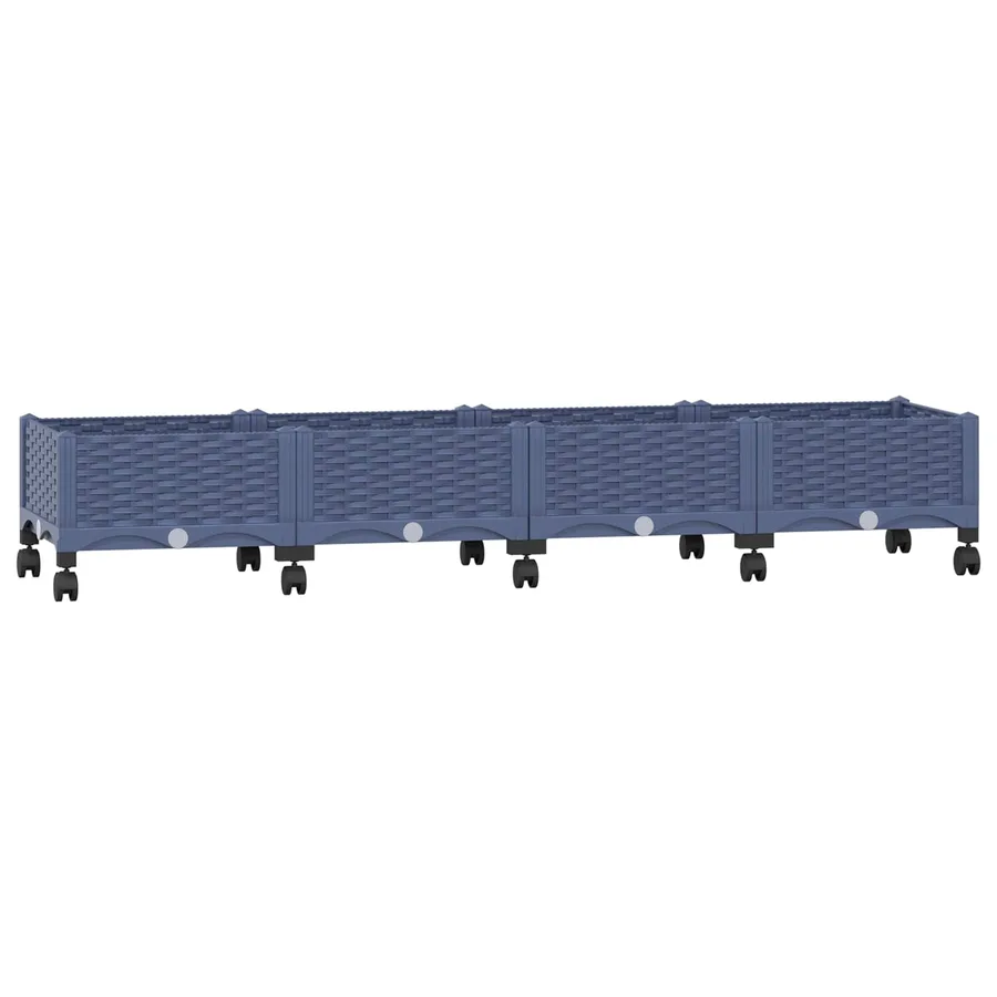 Jardinière avec Roues Gris Bleu 160 x 40 x 33 cm PP - 2